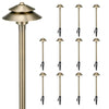 2-Tier Brass Hat Path Lights - Low Voltage 12V LED, Antique Bronze Outdoor Landscape