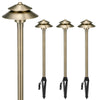 2-Tier Brass Hat Path Lights - Low Voltage 12V LED, Antique Bronze Outdoor Landscape