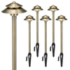 2-Tier Brass Hat Path Lights - Low Voltage 12V LED, Antique Bronze Outdoor Landscape