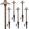 Solid Brass Hat Path Lights - Low Voltage 12V LED, Bronze Finish Garden Walkway Lighting
