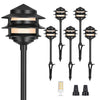 3-Tier Pagoda Path Lights - Asian Style Low Voltage 12V LED, Aluminum Black Landscape
