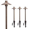 Solid Brass Hat Path Lights - Low Voltage 12V LED, Bronze Finish Garden Walkway Lighting